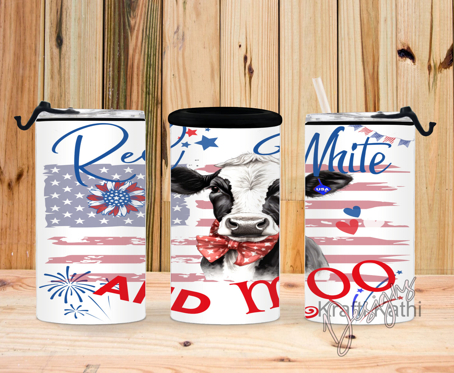 Red,White, Moo 4-n-1 Can Cooler