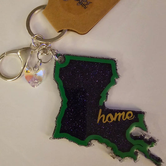 Purple/Green - LA State Keychain