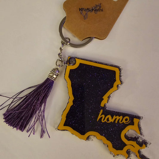 Purple/Gold - LA State Keychain