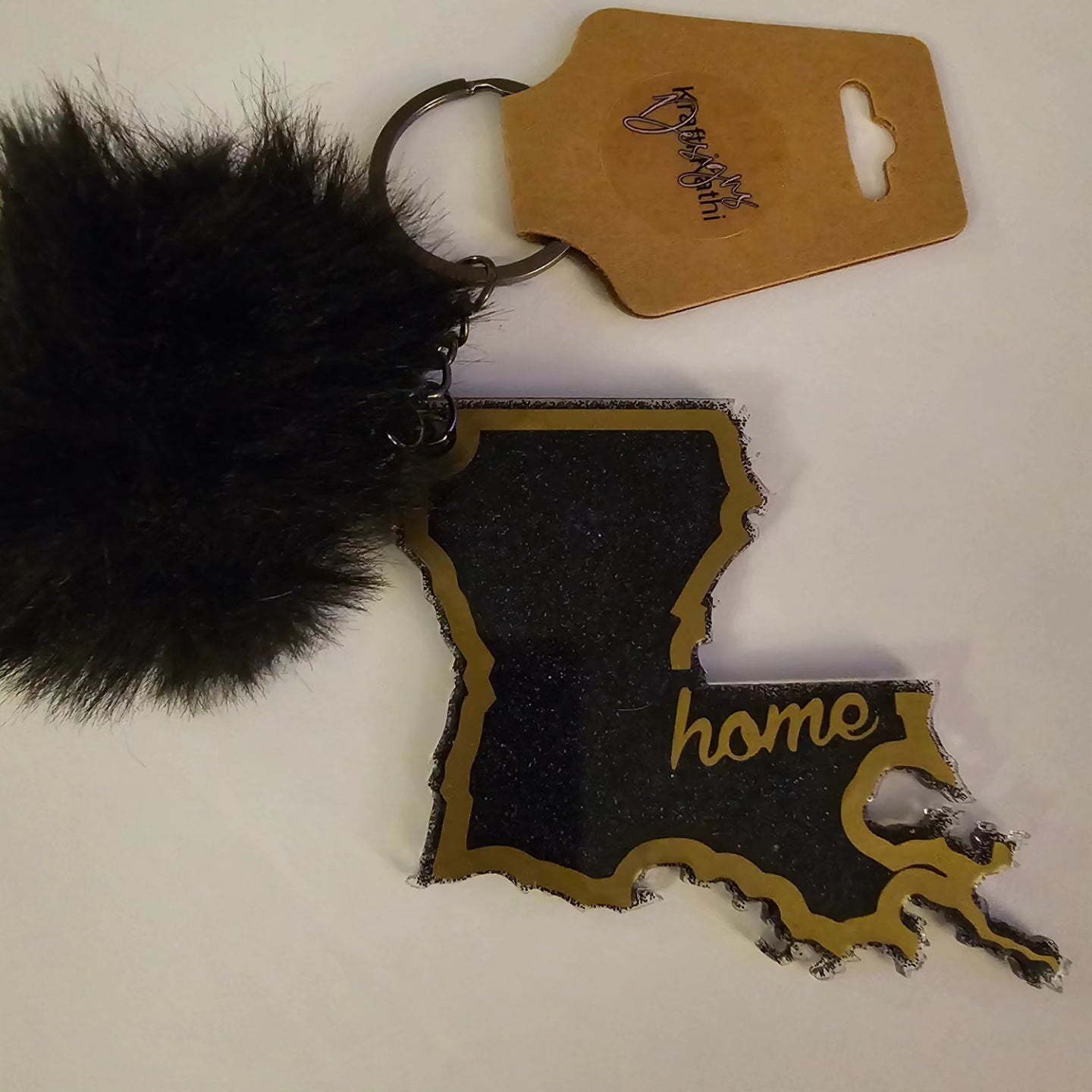 Black/Gold Home - LA State Keychain