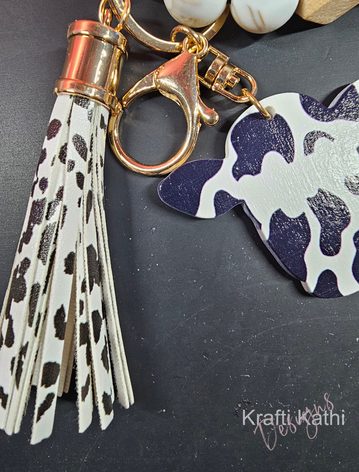 Cow Gray - Wristlet Keychain