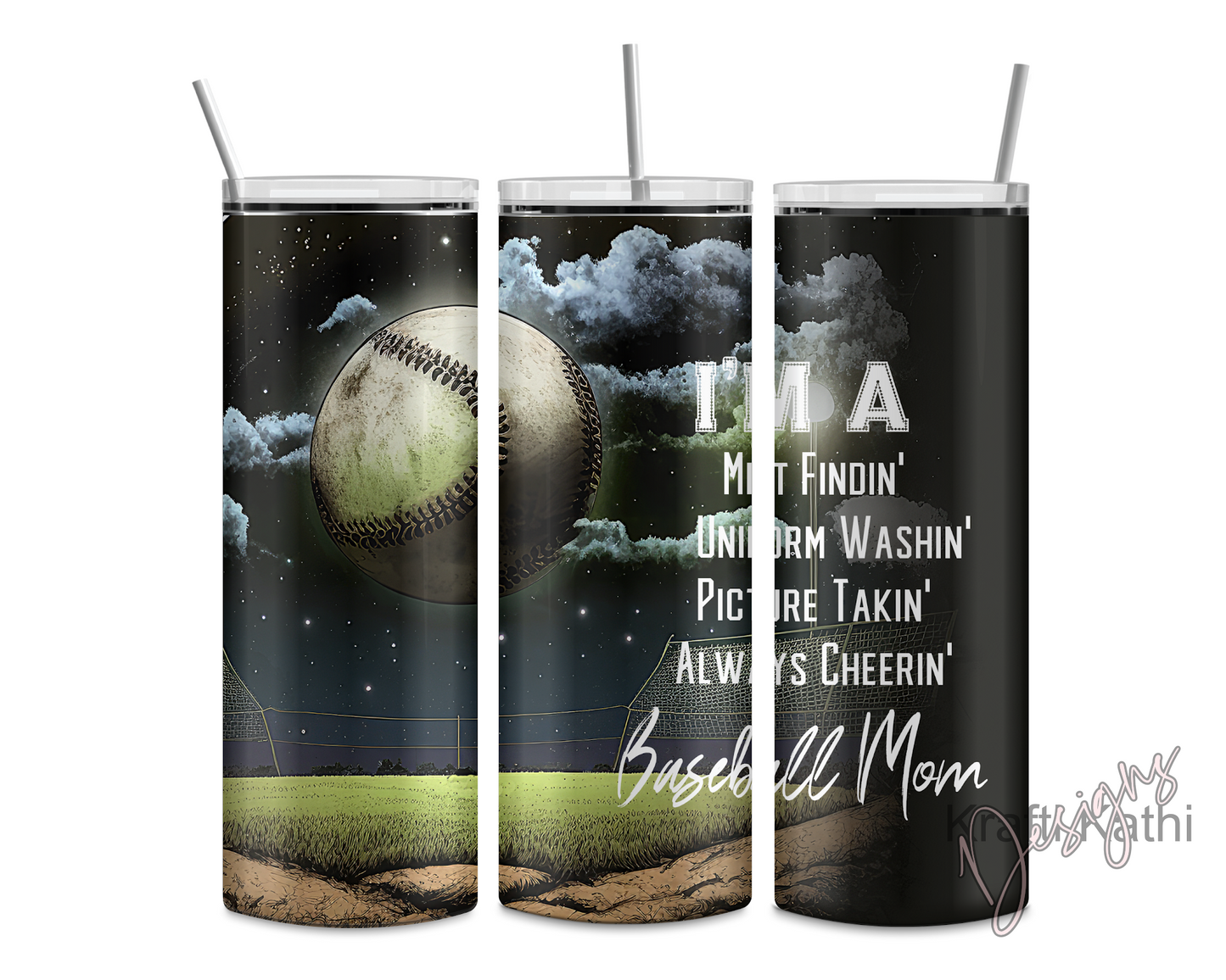 Always Cheering Mom (Baseball) - 20oz Stainless Steel Tumbler