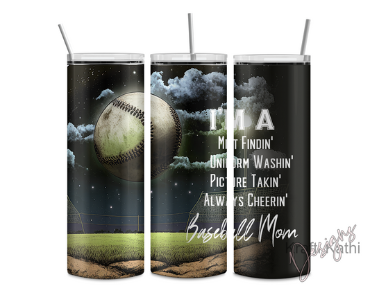 Always Cheering Mom (Baseball) - 20oz Stainless Steel Tumbler