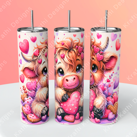 Highland Cow w/Heart - 20oz Stainless Steel Tumbler