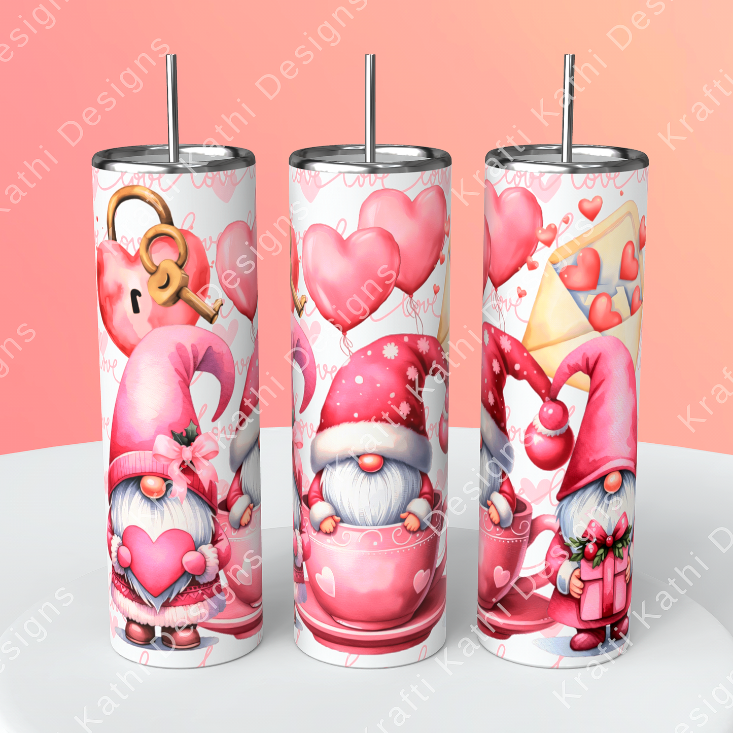 Valentines Gnomes - 20oz Stainless Steel Tumbler