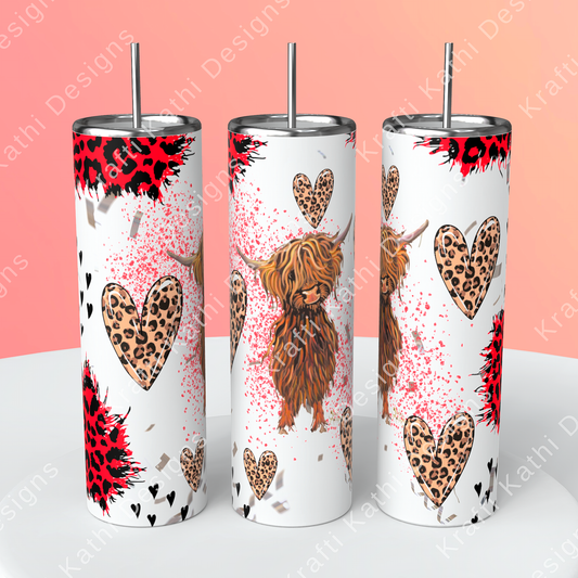 Highland Cow Red Plaid - 20oz Stainless Steel Tumbler