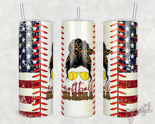 Softball Mama - 20oz Stainless Steel Tumbler