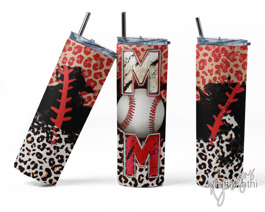 Baseball Mom Leopard - 20oz Stainless Steel Tumbler