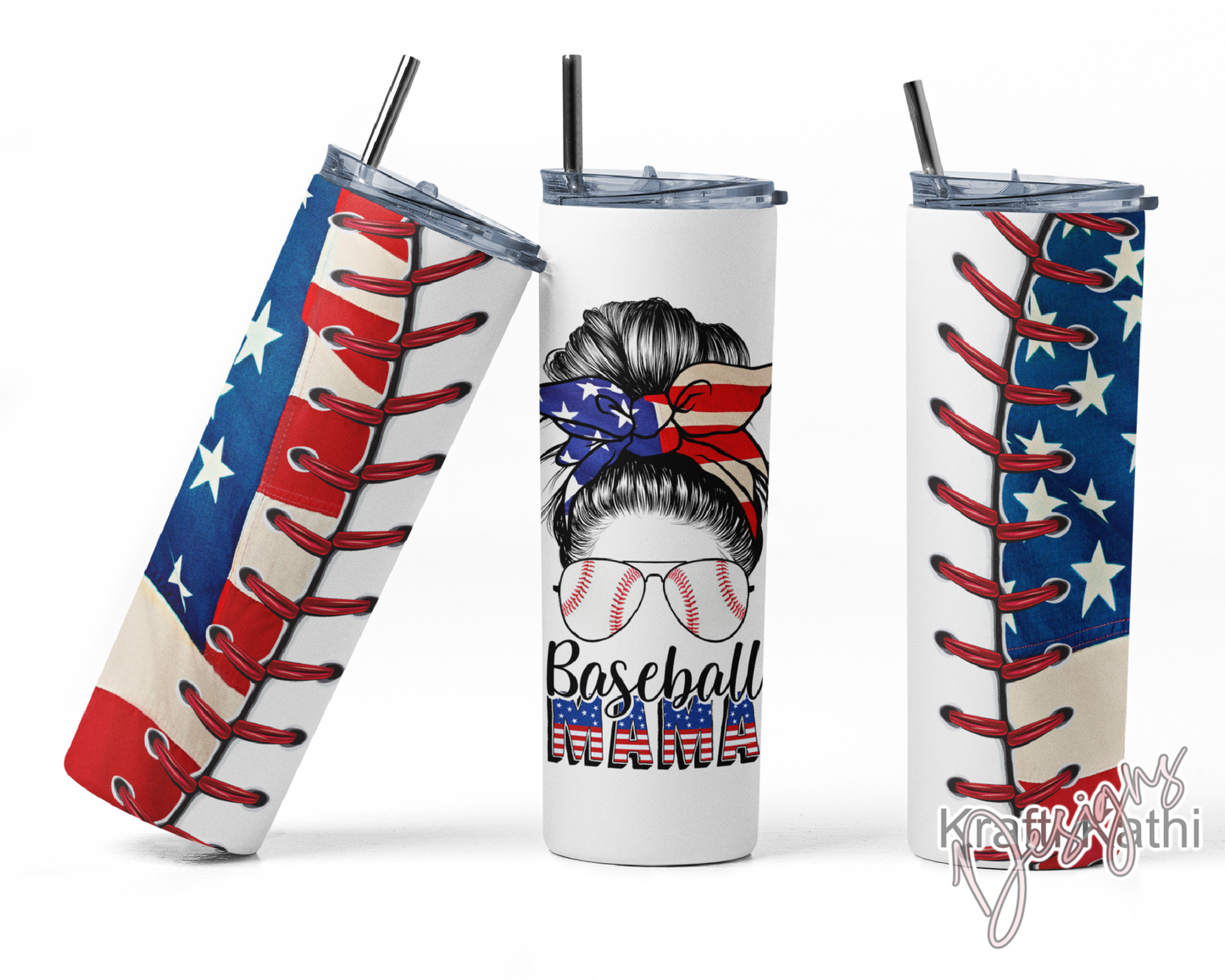 Baseball Mama RWB - 20oz Stainless Steel Tumbler