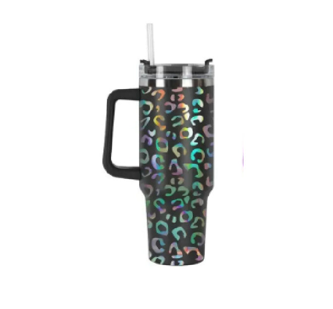 40oz Leopard Print Tumbler (Black)