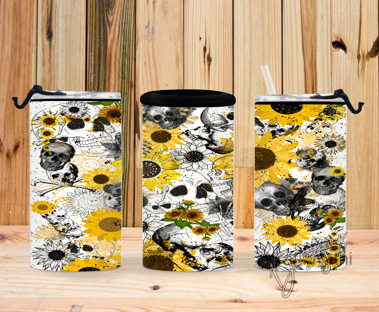 Sunflower Skulls 4-n-1 Can Cooler