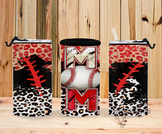 Baseball Mom Red Leopard 4-n-1 Can Cooler