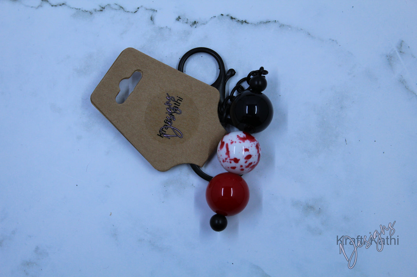 Red/Black/Splatter Bar Keychain