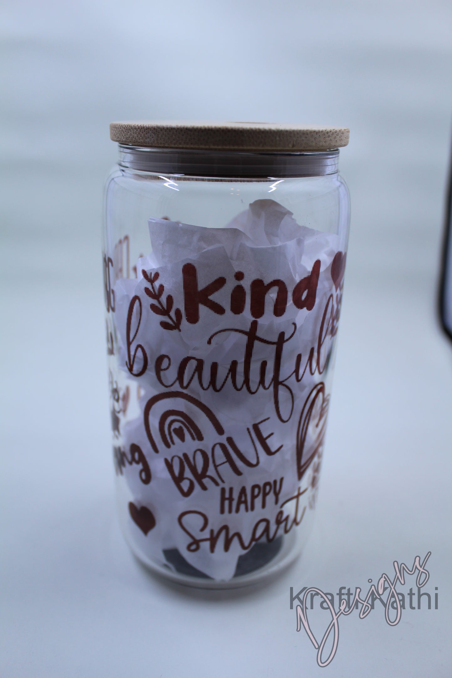 Motivational Words 16oz Glass Tumbler