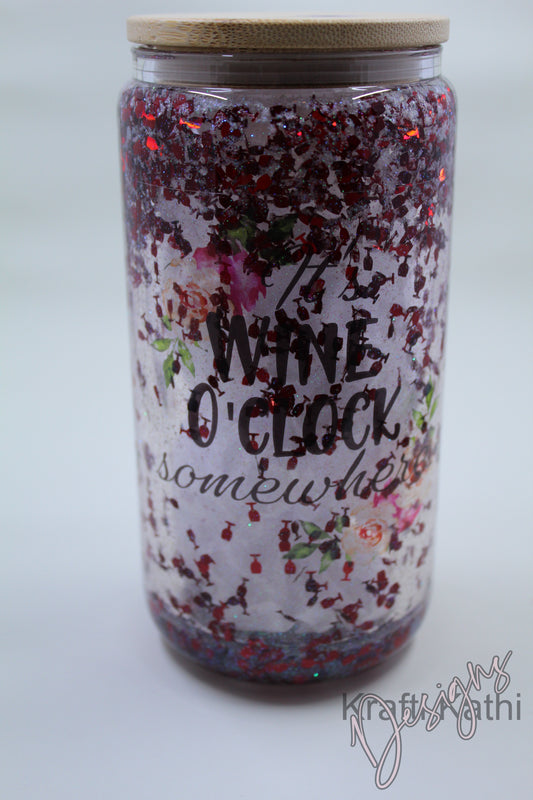 It's Wine O'Clock - 16oz Glass Snow Globe Tumbler