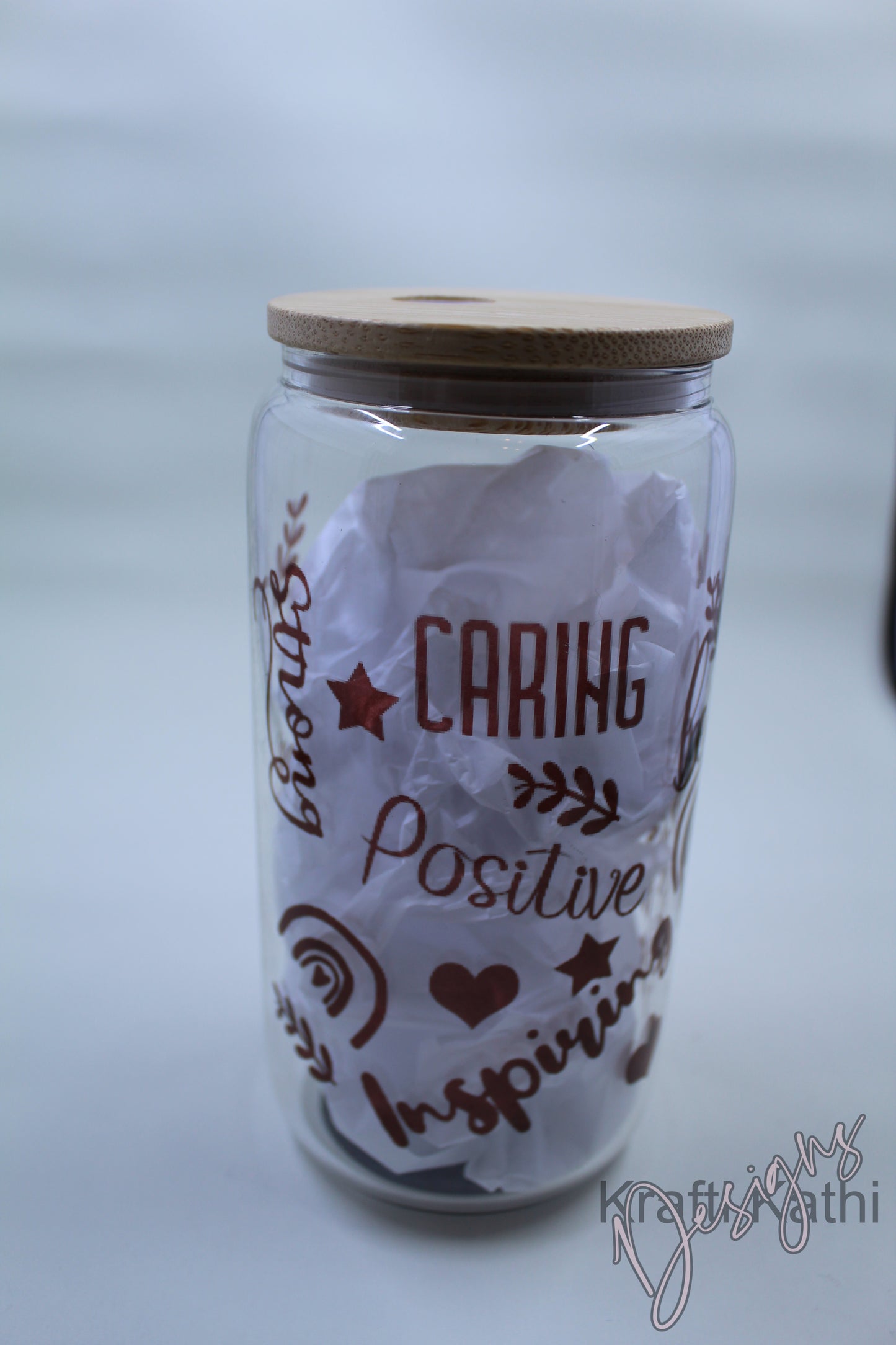 Motivational Words 16oz Glass Tumbler