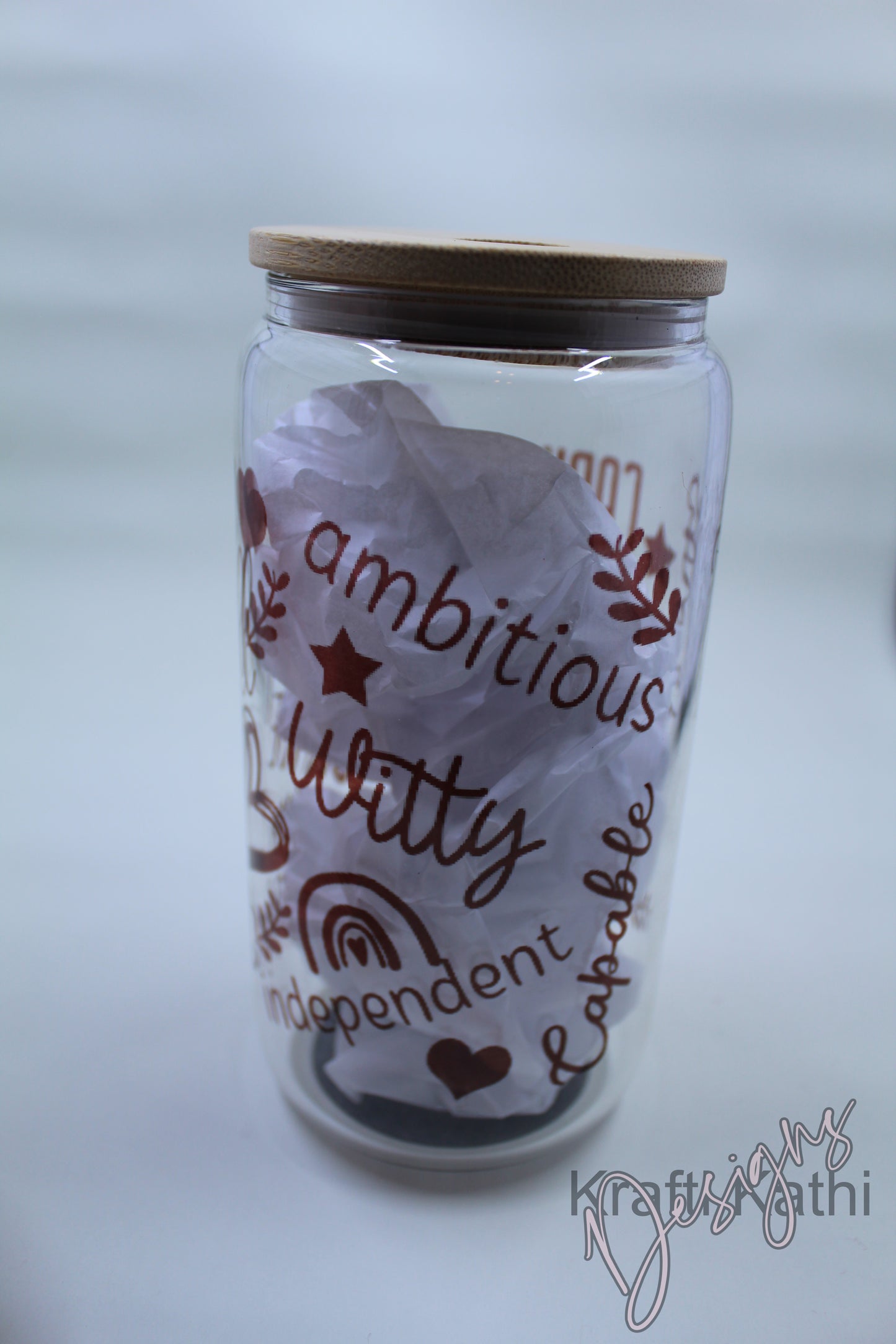 Motivational Words 16oz Glass Tumbler